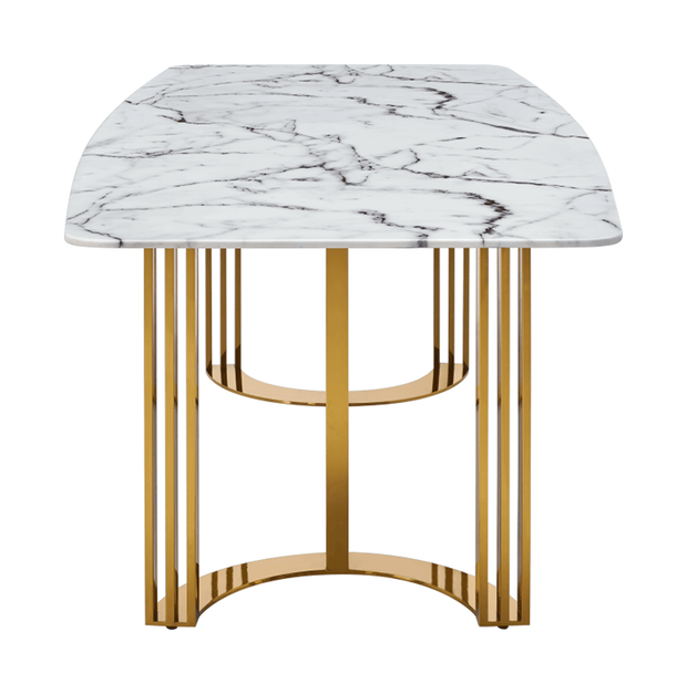 Dubai Gold Metal Marble Dining Set With 6Pc Chair