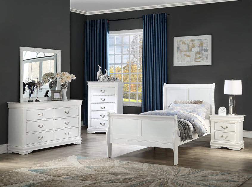 Louis Philip Cherry Youth Sleigh Bedroom Set, B3850, by Crown Mark