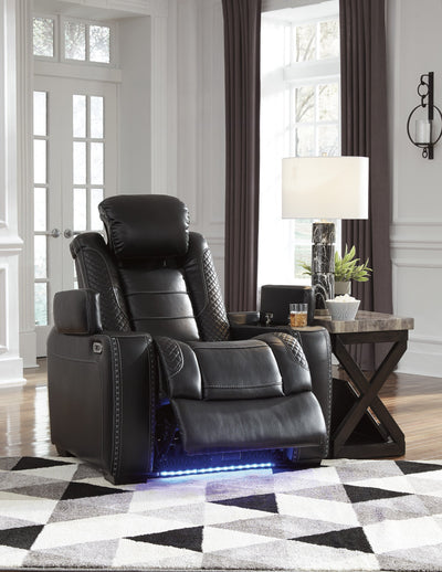 Party Time Midnight LED Power Recliner with Adjustable Headrest