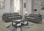 Mischa Dark Gray Top-Grain Leather Living Room Set