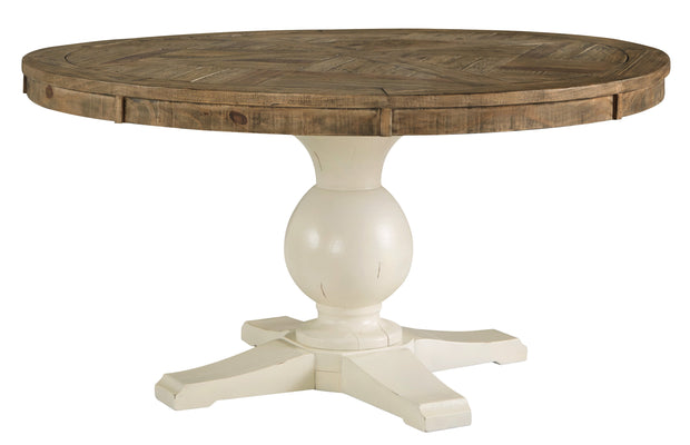 Grindleburg Light Brown/White Round Dining Table