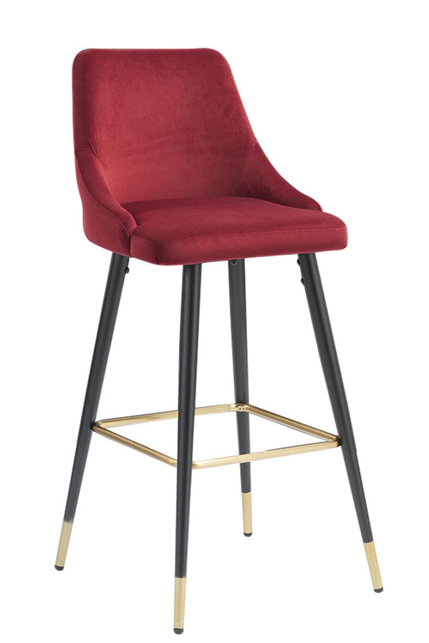 Auburn Red Velvet Upholstered Bar Chair, Set of 2