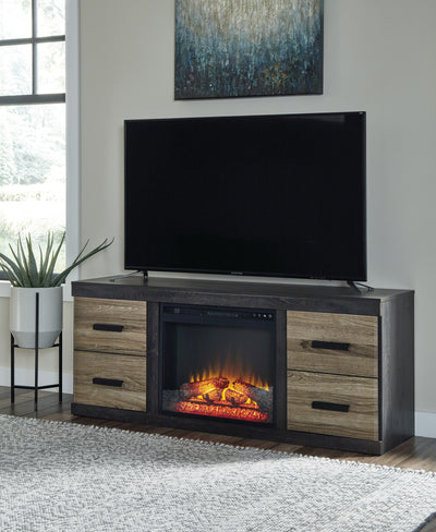 Harlinton Warm Gray RTA Large TV Stand w/Fireplace Option