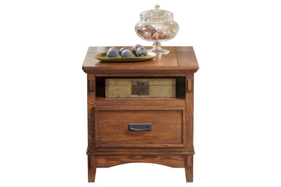 Cross Island Medium Brown Island End Table with Power Outlets