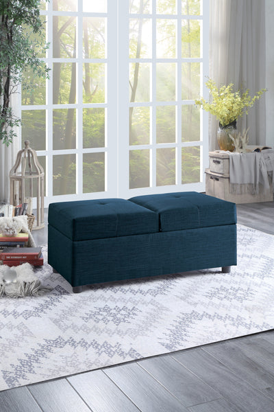 Denby Blue Storage Ottoman Chair