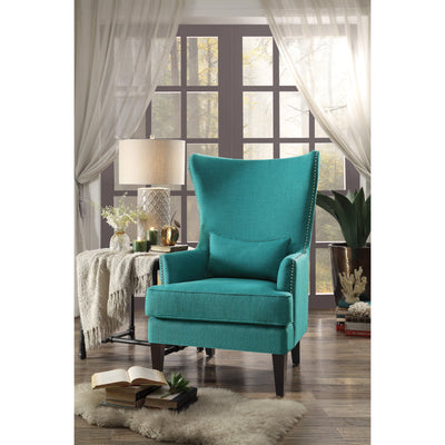 Avina Teal Accent Chair with Kidney Pillow