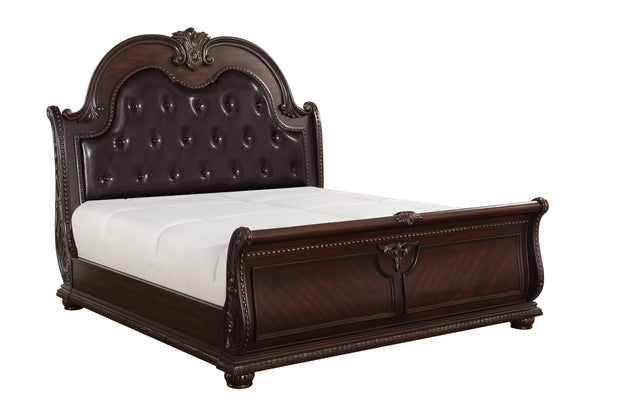 Cavalier King Brown Sleigh Bed