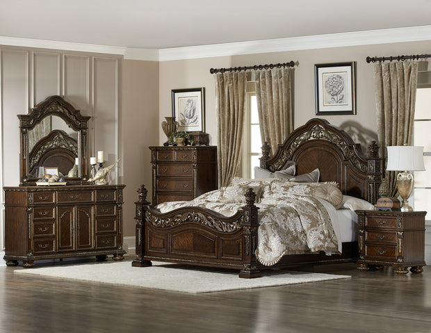 Catalonia Cherry King Panel Bed