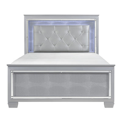 Allura Silver LED King Panel Bed