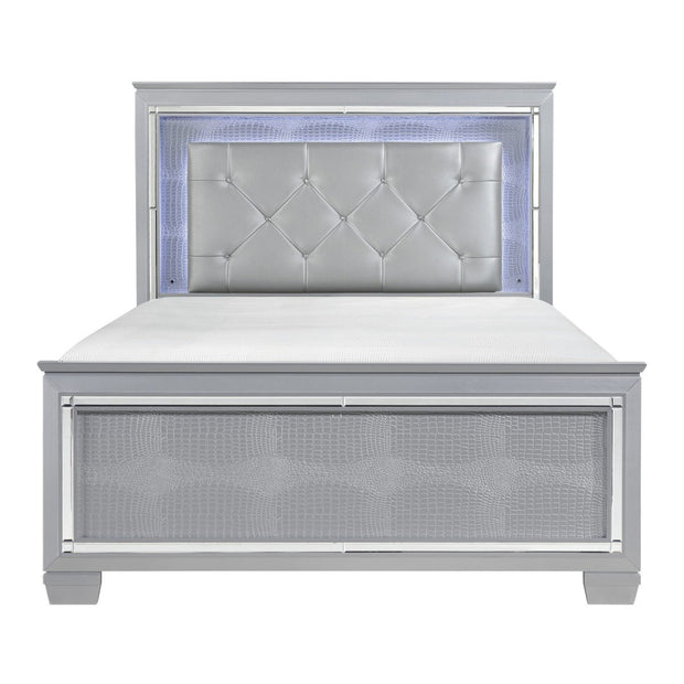 Allura Silver LED King Panel Bed