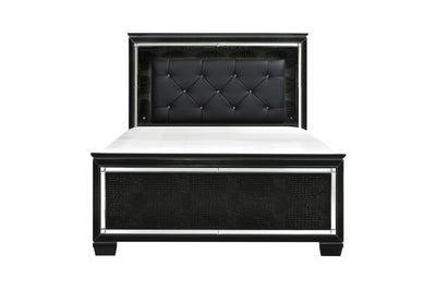 Allura Black LED King Panel Bed