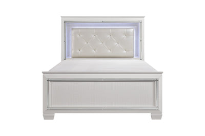 Allura White LED King Panel Bed