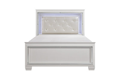 Allura White LED Queen Panel Bed