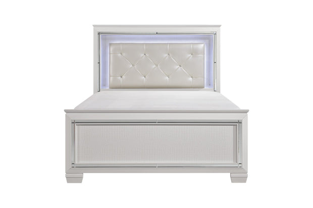 Allura White LED Queen Panel Bed