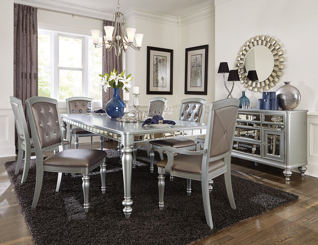 Orsina Silver Mirrored Extendable Dining Set ***