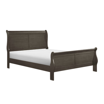 Louis Philip Stained Gray Twin Sleigh Bed