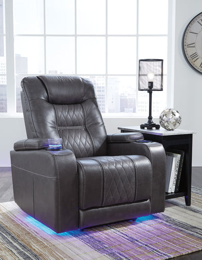 Composer Gray Power Recliner with Adjustible Headrest & LED| 21506