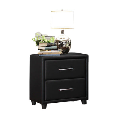 Lorenzi Black Vinyl Nightstand