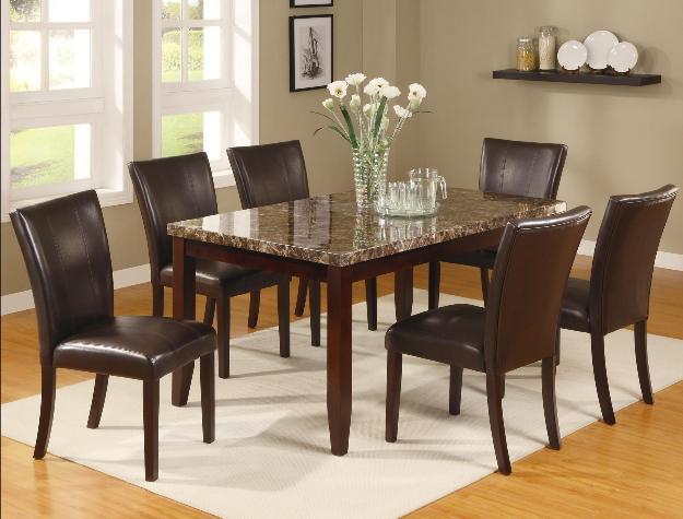 Ferrara Brown Faux Marble Dining Set - Main Image