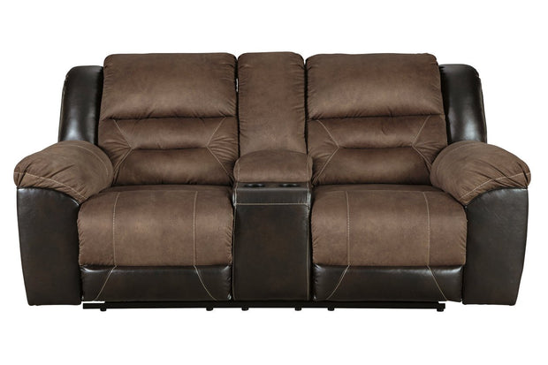 Earhart Chestnut Reclining Loveseat with Console