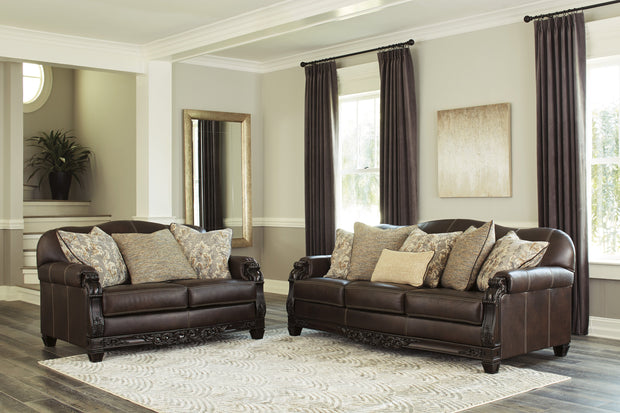 Embrook Chocolate Leather Living Room Set