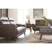 Sissoko Gray Leather Living Room Set