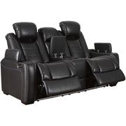 Party Time Midnight LED Power Reclining Loveseat with Adjustable Headrest