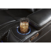 Party Time Midnight LED Power Reclining Loveseat with Adjustable Headrest