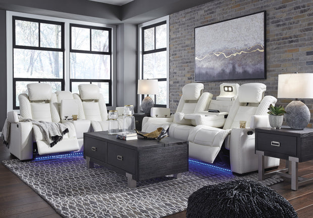 Party Time White LED Power Reclining Living Room Set with Adjustable Headrest ***