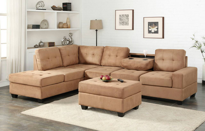 Heights Taupe Reversible Sectional with Storage Ottoman ***