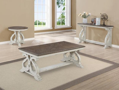 Clementine White/Brown 3-Piece Coffee Table Set (1xCoffee 2xEnd)