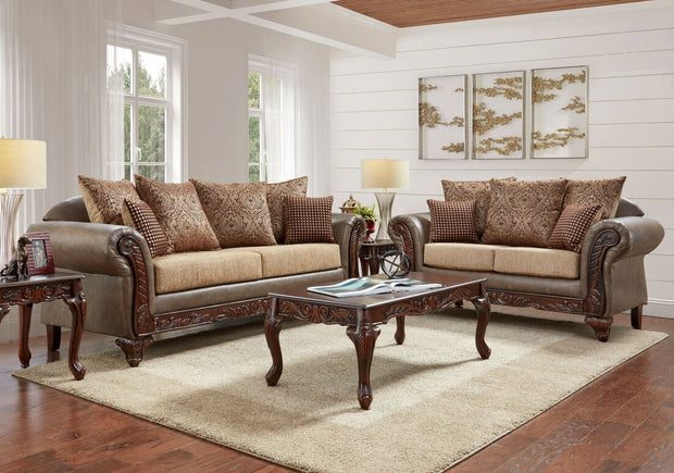 Hera Beige/Brown Living Room Set