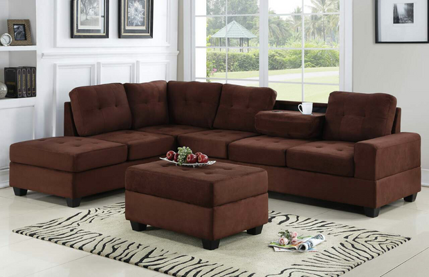 Heights Chocolate Reversible Sectional with Storage Ottoman ***