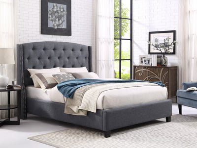 Eva Gray Upholstered King Bed