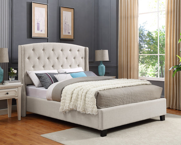 Eva Ivory Upholstered King Bed