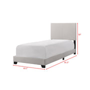 [SPECIAL] Erin Khaki Upholstered Twin Bed | 5271