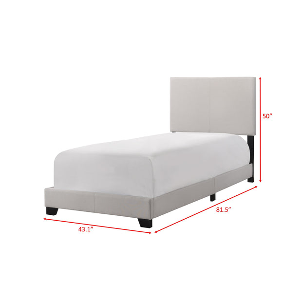 [SPECIAL] Erin Khaki Upholstered Twin Bed | 5271