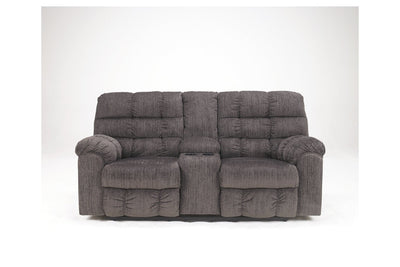 Acieona Slate Reclining Loveseat with Console