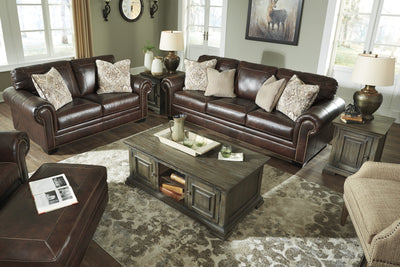 Roleson Walnut Leather Living Room Set