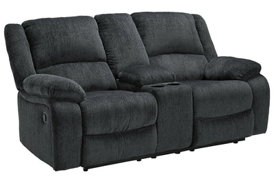 Draycoll Slate Reclining Loveseat with Console