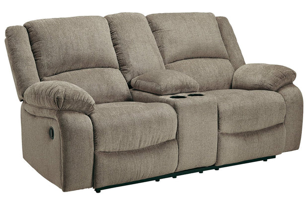 Draycoll Pewter Reclining Loveseat with Console