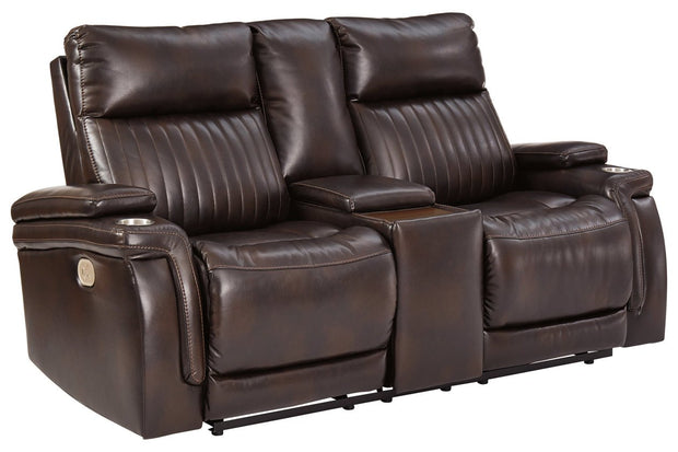 Team Time Chocolate Power Reclining Loveseat with Console