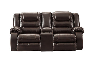 Vacherie Chocolate Reclining Loveseat with Console