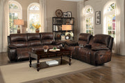 Mahala Brown Top Grain Leather Reclining Living Room Set