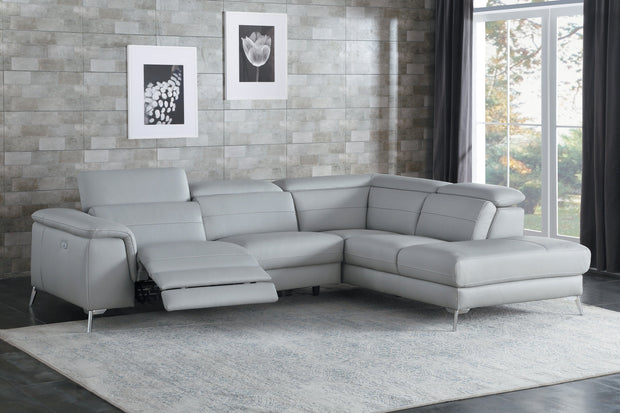 Cinque Gray Top Grain Leather Reclining Sectional