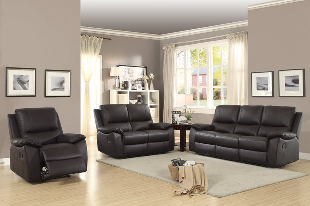 Greeley Brown Top Grain Leather Reclining Living Room Set
