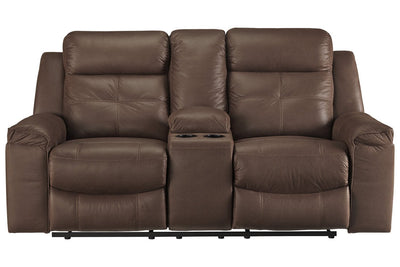 Jesolo Coffee Reclining Loveseat with Console