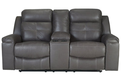 Jesolo Dark Gray Reclining Loveseat with Console