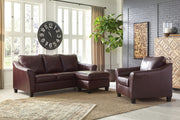 Fortney Mahogany Leather Living Room Set