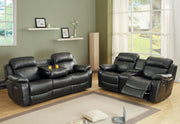 Marille Black Bonded Leather Reclining Living Room Set